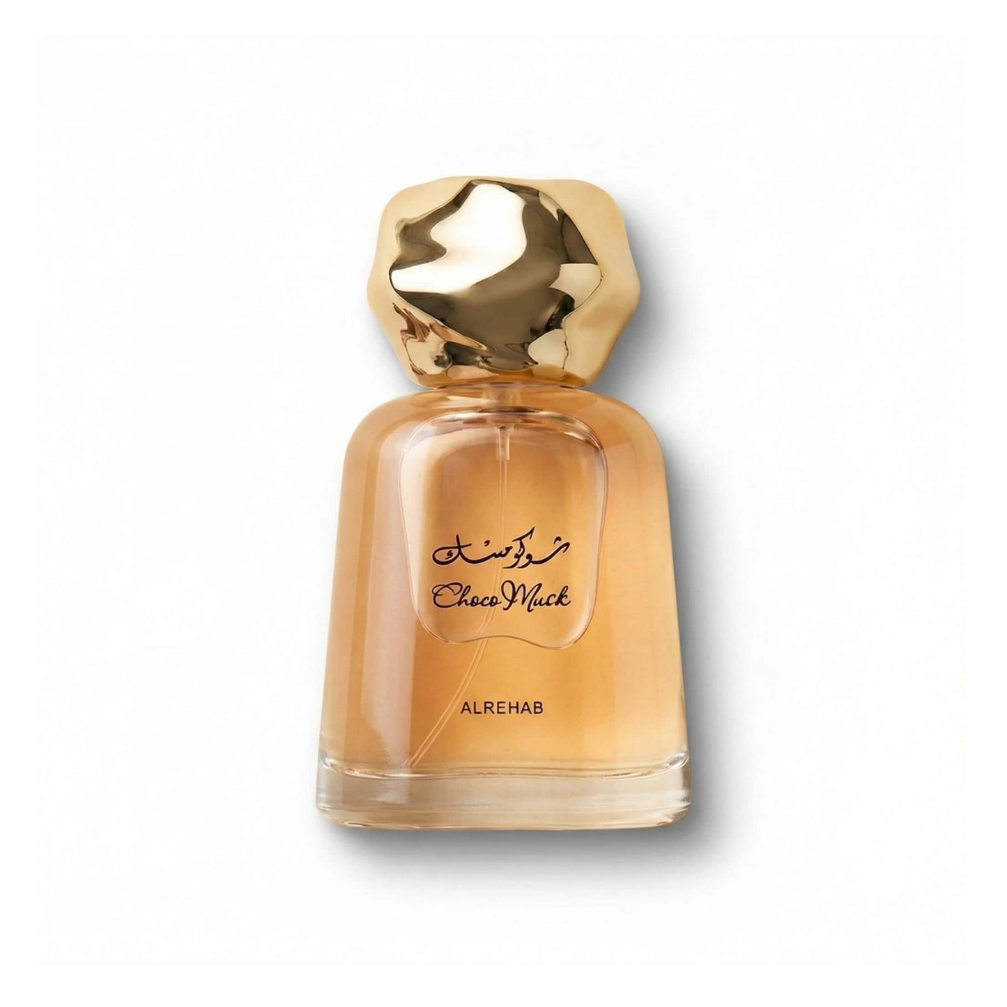 Bottle of Al Rehab Choco Musk EDP fragrance on a white background with soft shadow