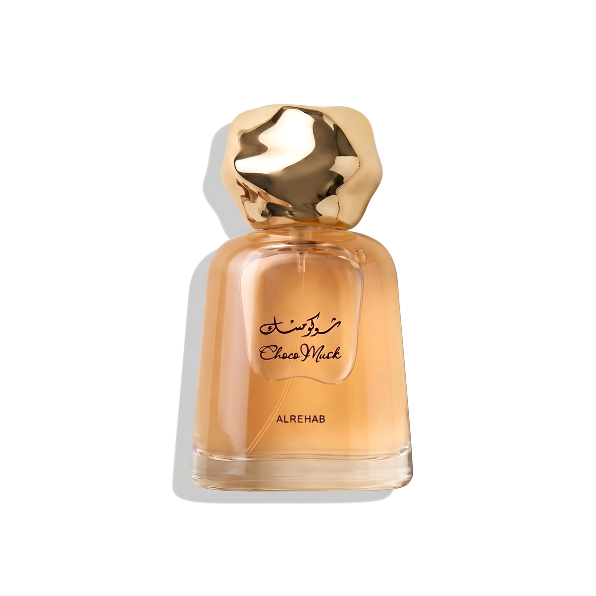 Bottle of Al Rehab Choco Musk EDP fragrance on a white background with soft shadow