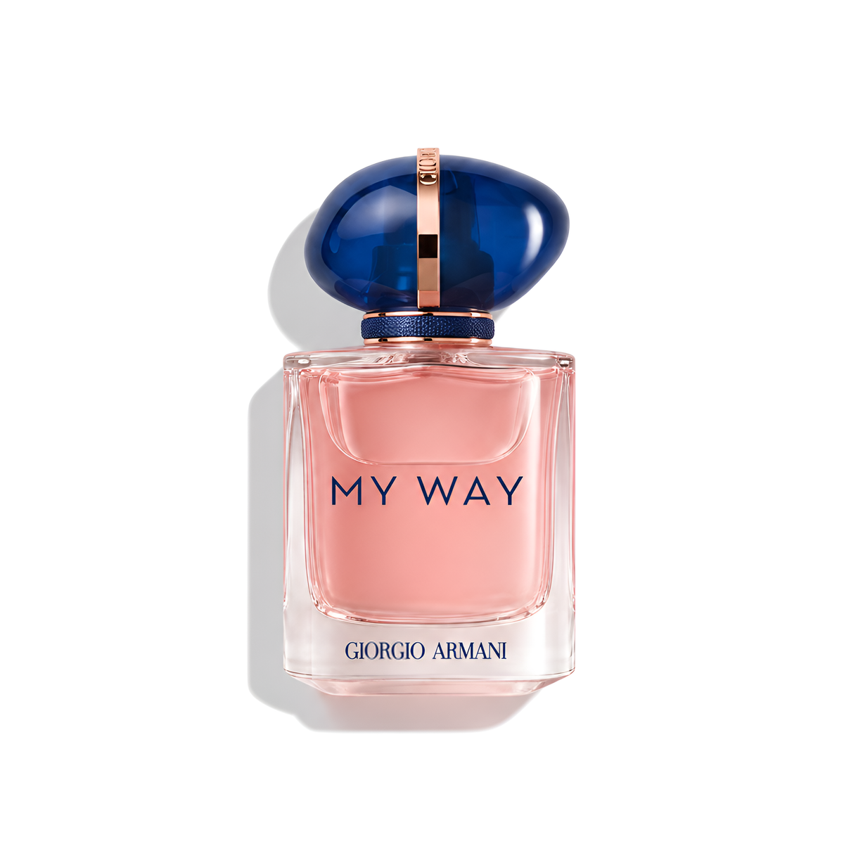 Bottle of Armani My Way EDP fragrance on a white background with soft shadow