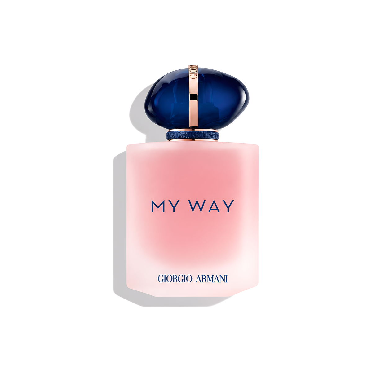 Bottle of Armani My Way Floral EDP fragrance on a white background with soft shadow