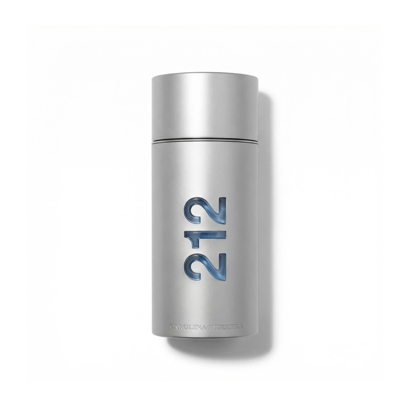 Bottle of Carolina Herrera 212 Men NYC EDT fragrance on a white background with soft shadow