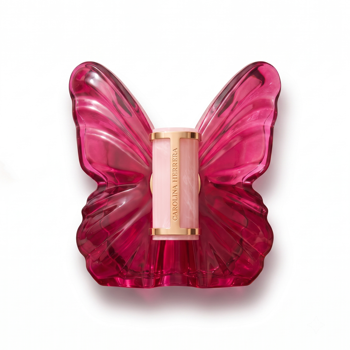 Bottle of Carolina Herrera La Bomba EDP fragrance on a white background with soft shadow