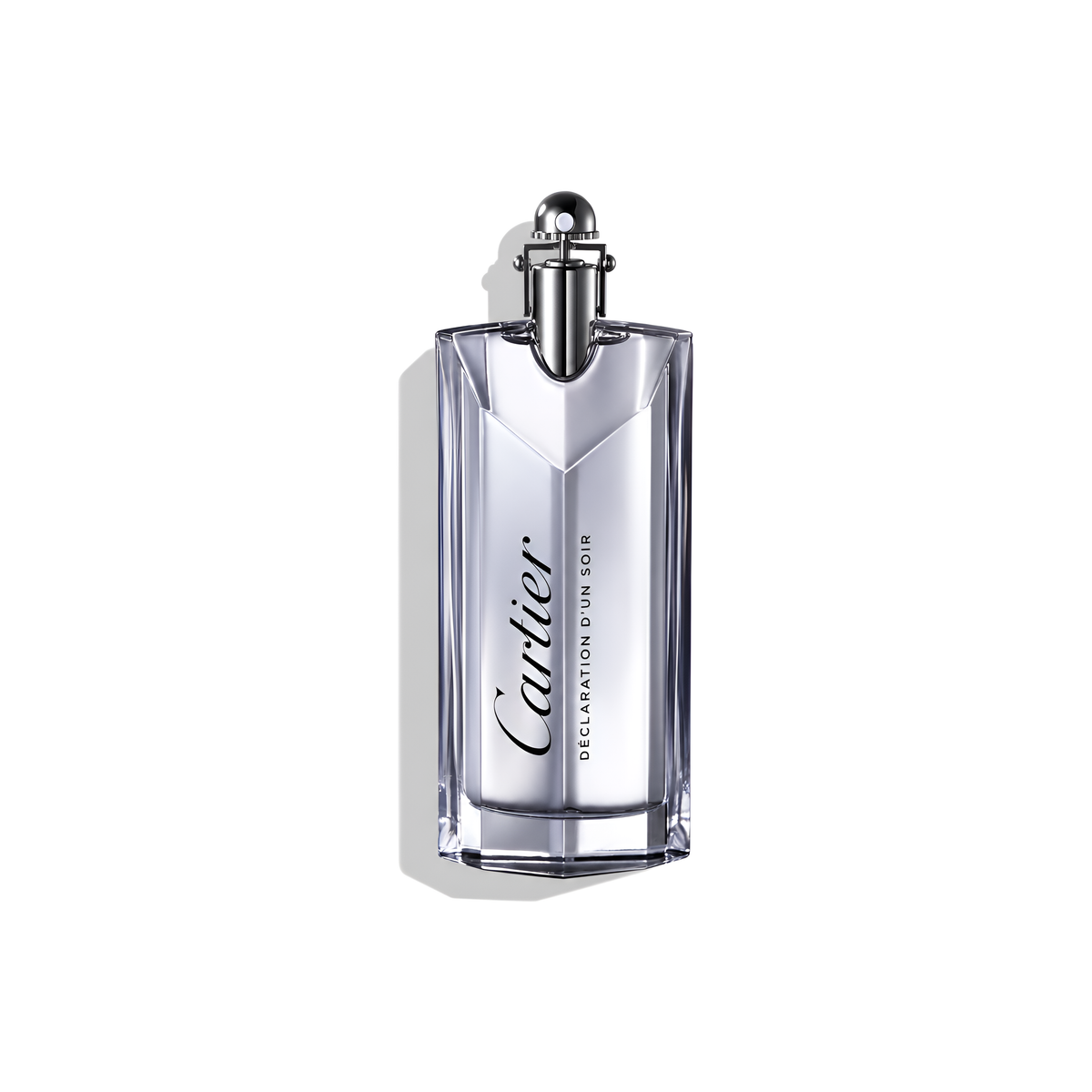 Bottle of Cartier Déclaration d'un Soir EDT fragrance on a white background with soft shadow