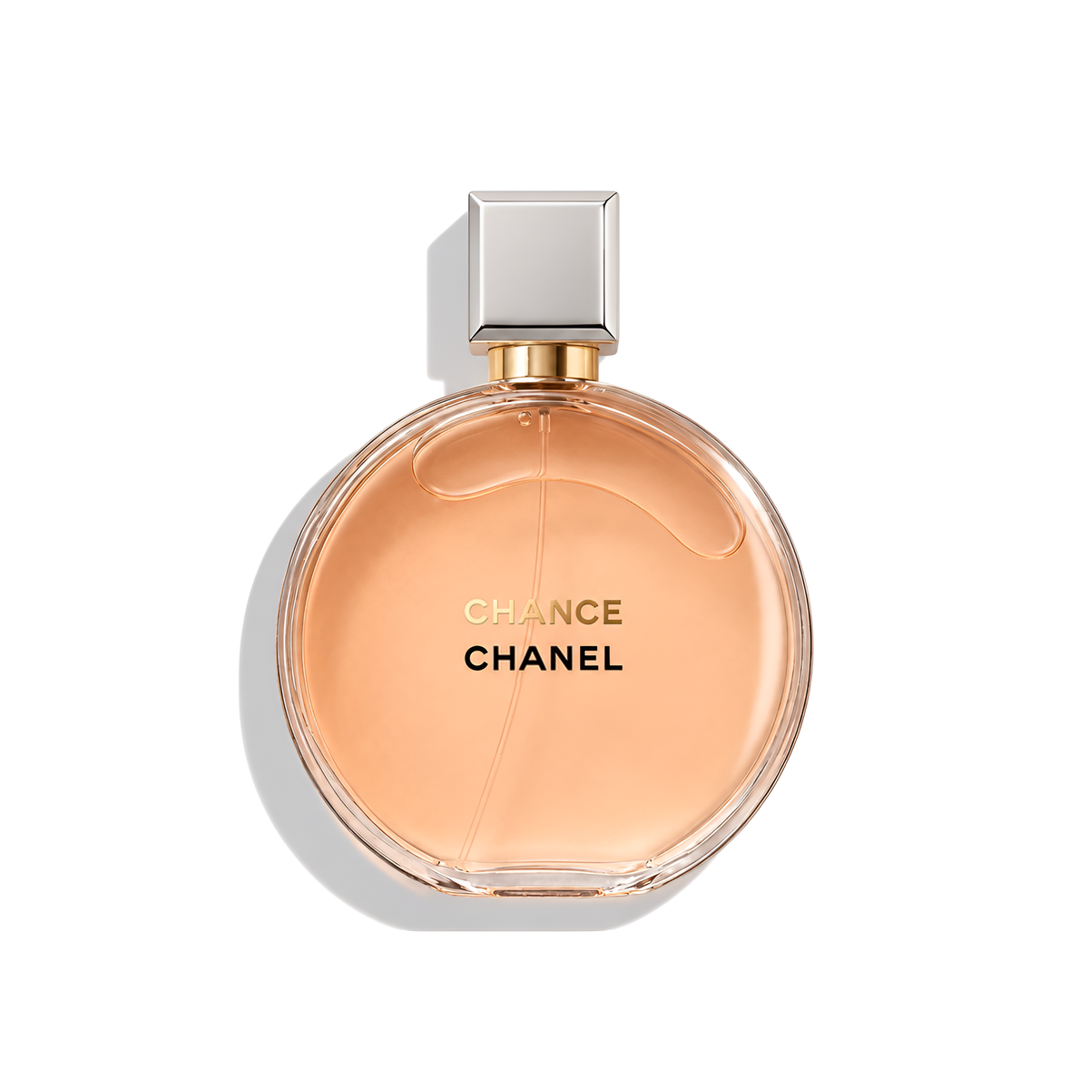 Bottle of Chanel Chance Eau de Toilette fragrance on a white background with soft shadow