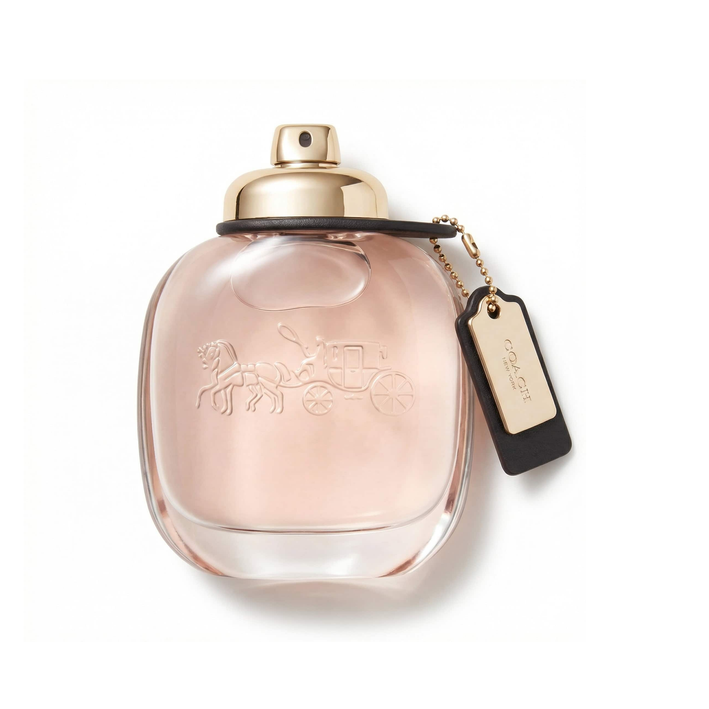 Bottle of Coach For Her EDP fragrance on a white background with soft shadow