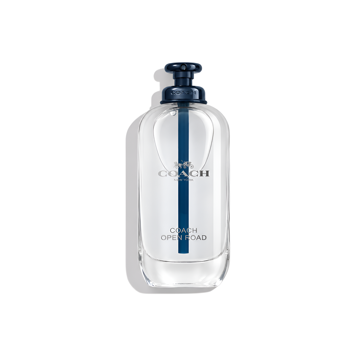 Bottle of Coach Open Road EDT fragrance on a white background with soft shadow
