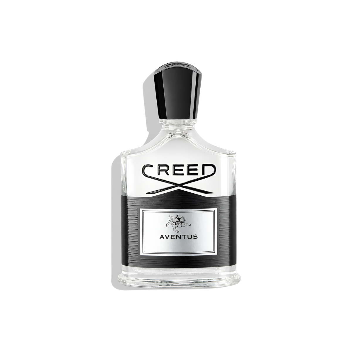 Bottle of Creed Aventus EDP fragrance on a white background with soft shadow