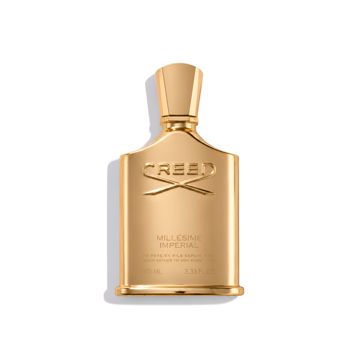 Bottle of Creed Millésime Impérial EDP fragrance on a white background with soft shadow