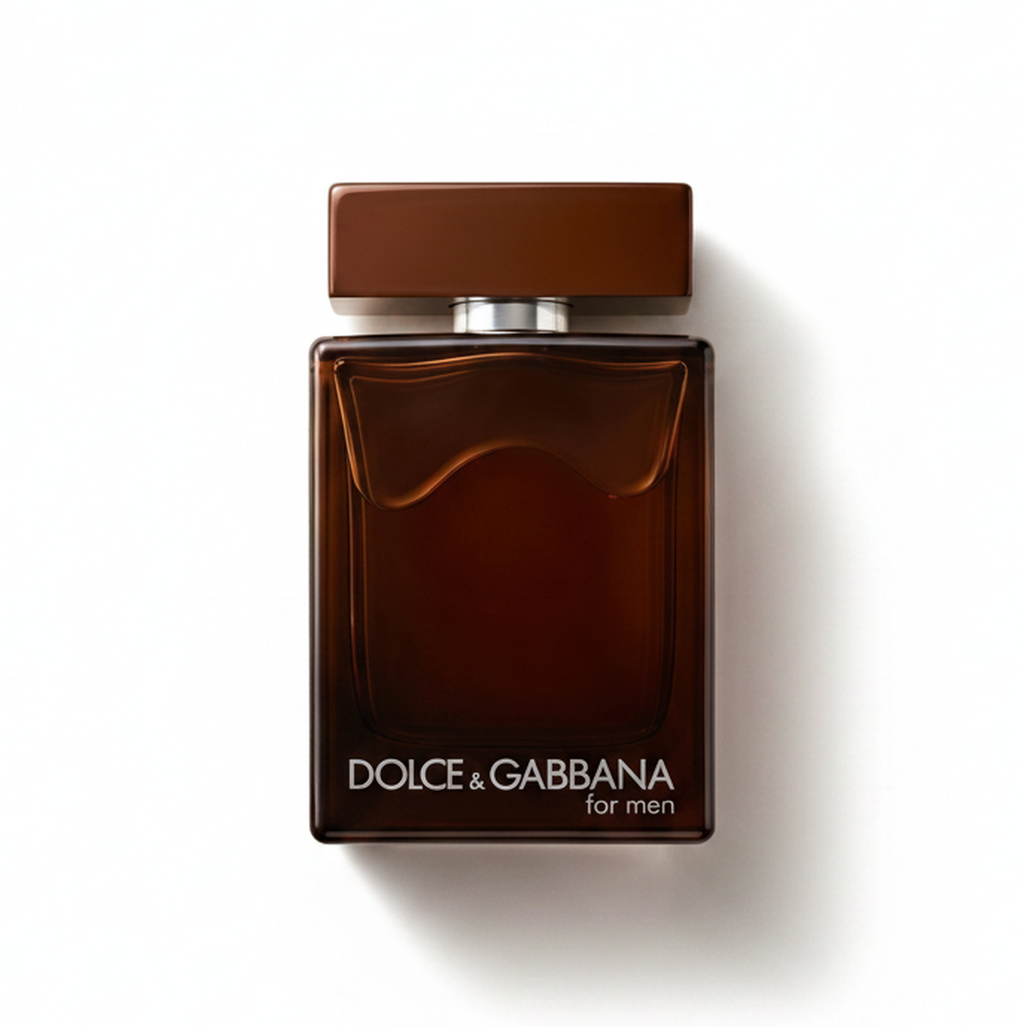 Bottle of D&G The One Parfum fragrance on a white background with soft shadow