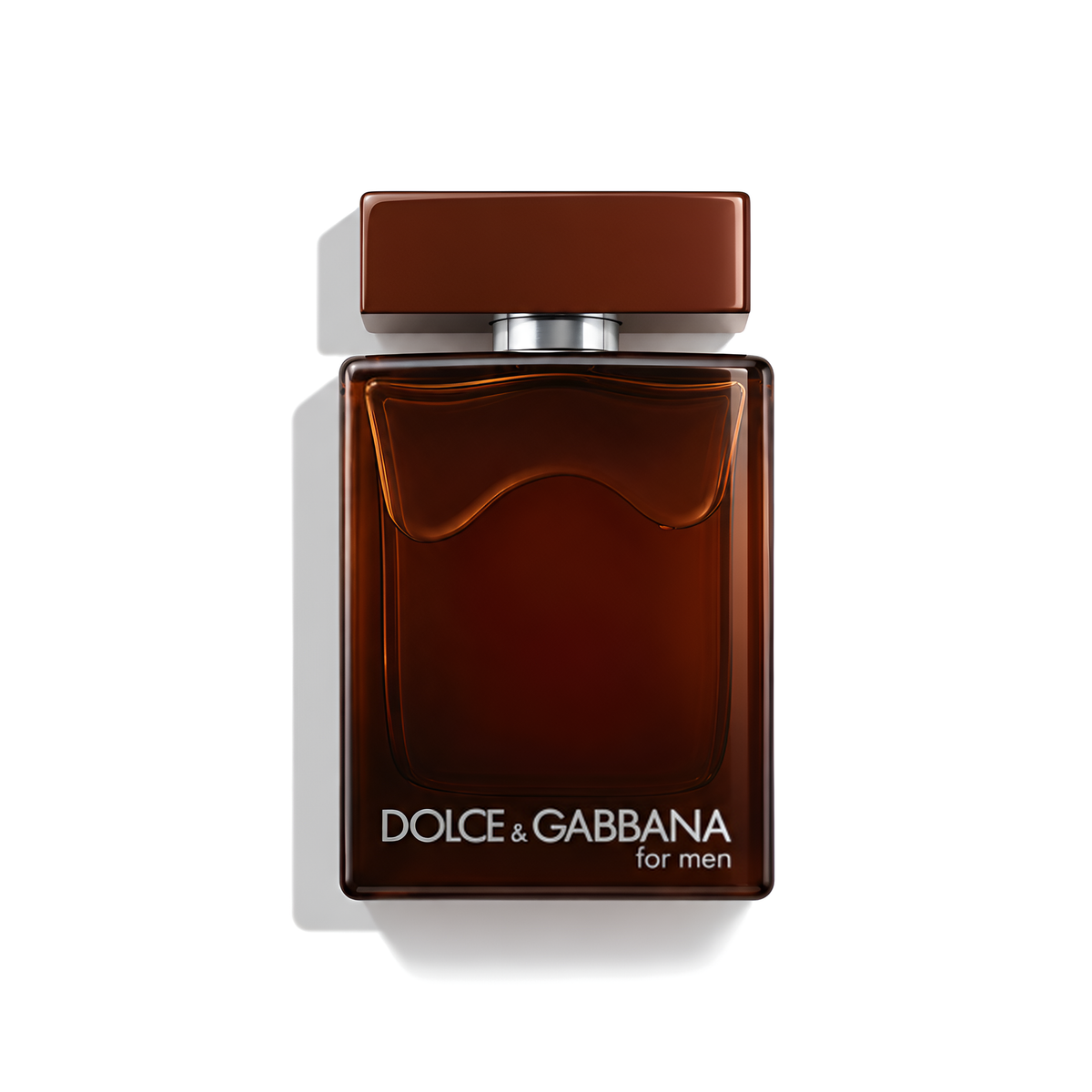 Bottle of D&G The One Parfum fragrance on a white background with soft shadow