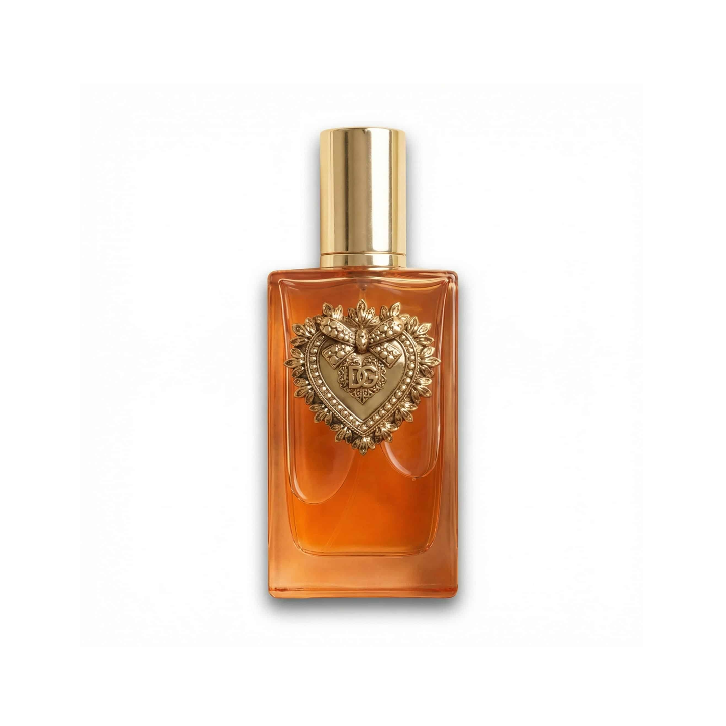 Bottle of Dolce & Gabbana Devotion Intense EDP fragrance on a white background with soft shadow