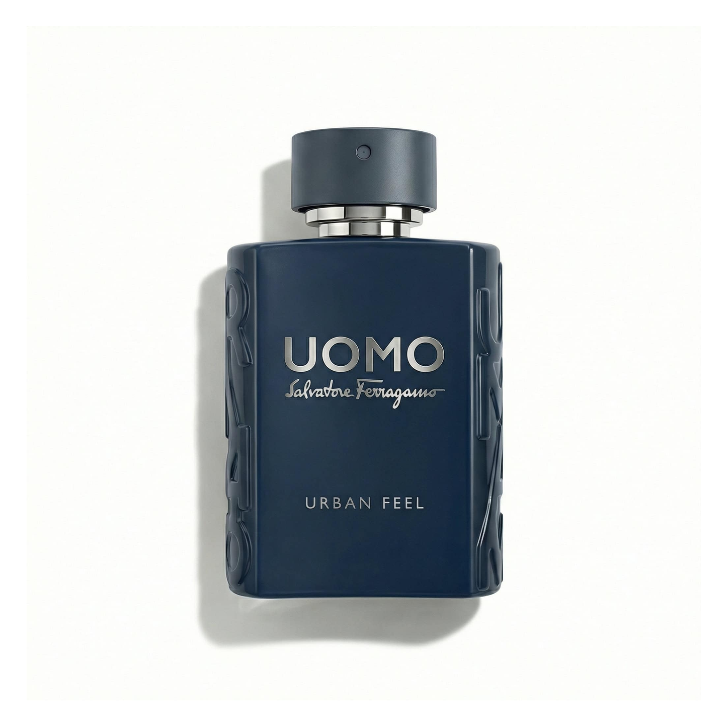 Bottle of Ferragamo Urban Feel EDT fragrance on a white background with soft shadow