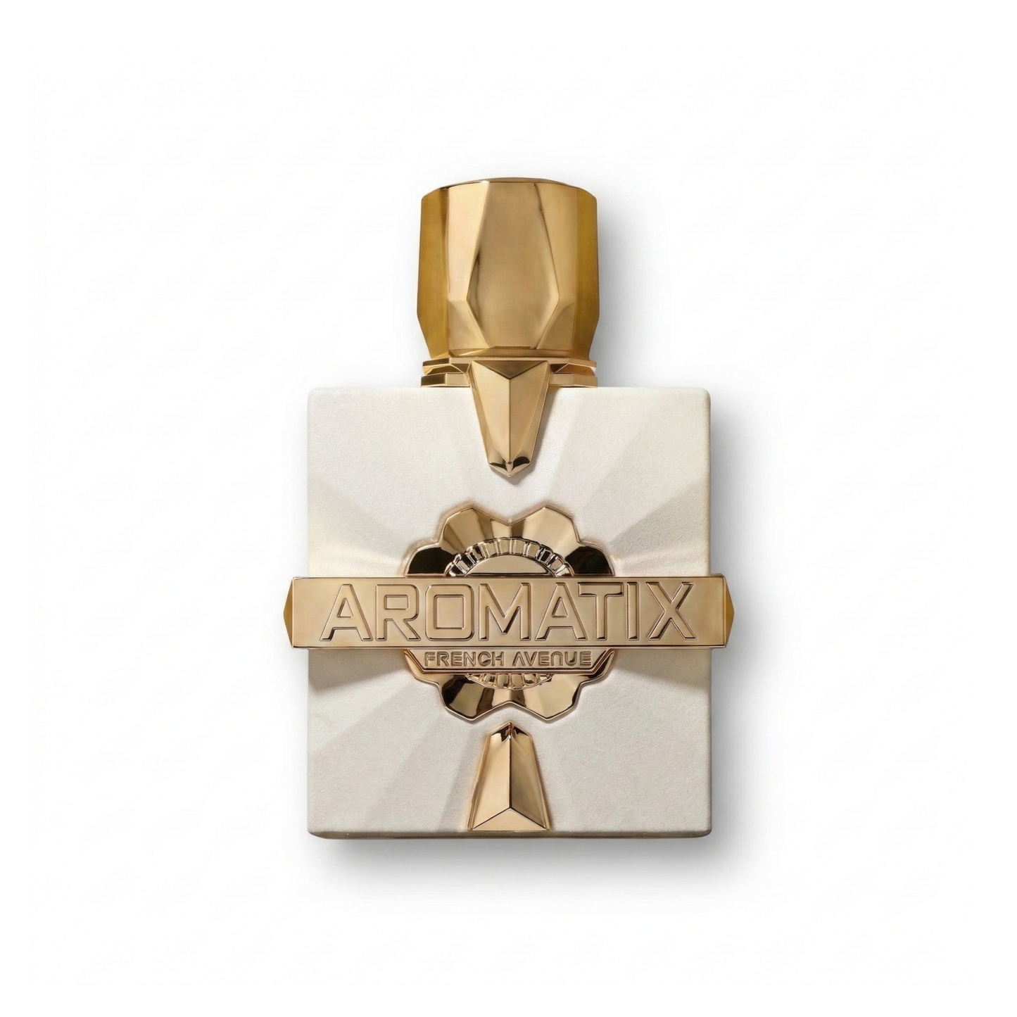 Bottle of French Avenue Aromatix x Platine Blanc Extrait fragrance on a white background with soft shadow