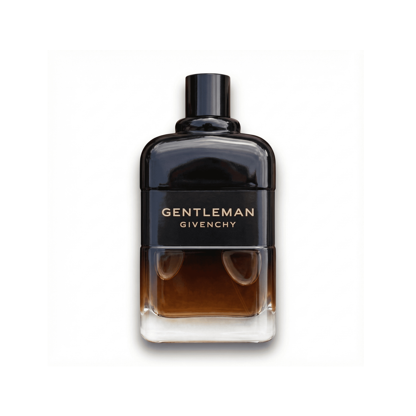Bottle of Givenchy Gentleman Reserve Privee EDP fragrance on a white background with soft shadow