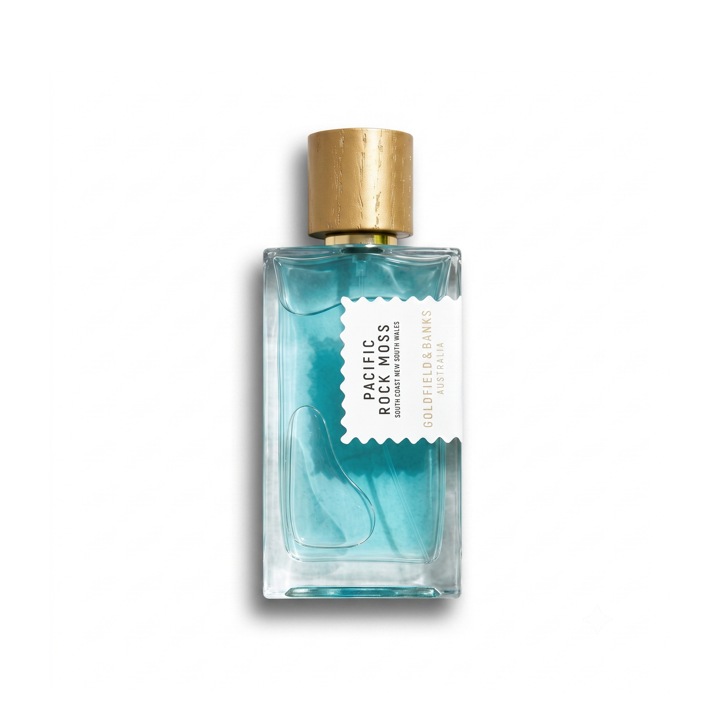 Bottle of Goldfield & Banks Pacific Rock Moss EDP fragrance on a white background with soft shadow