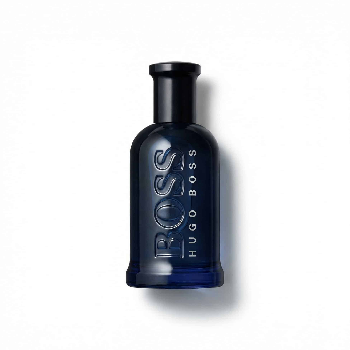 Bottle of Hugo Boss Bottled Night EDT fragrance on a white background with soft shadow