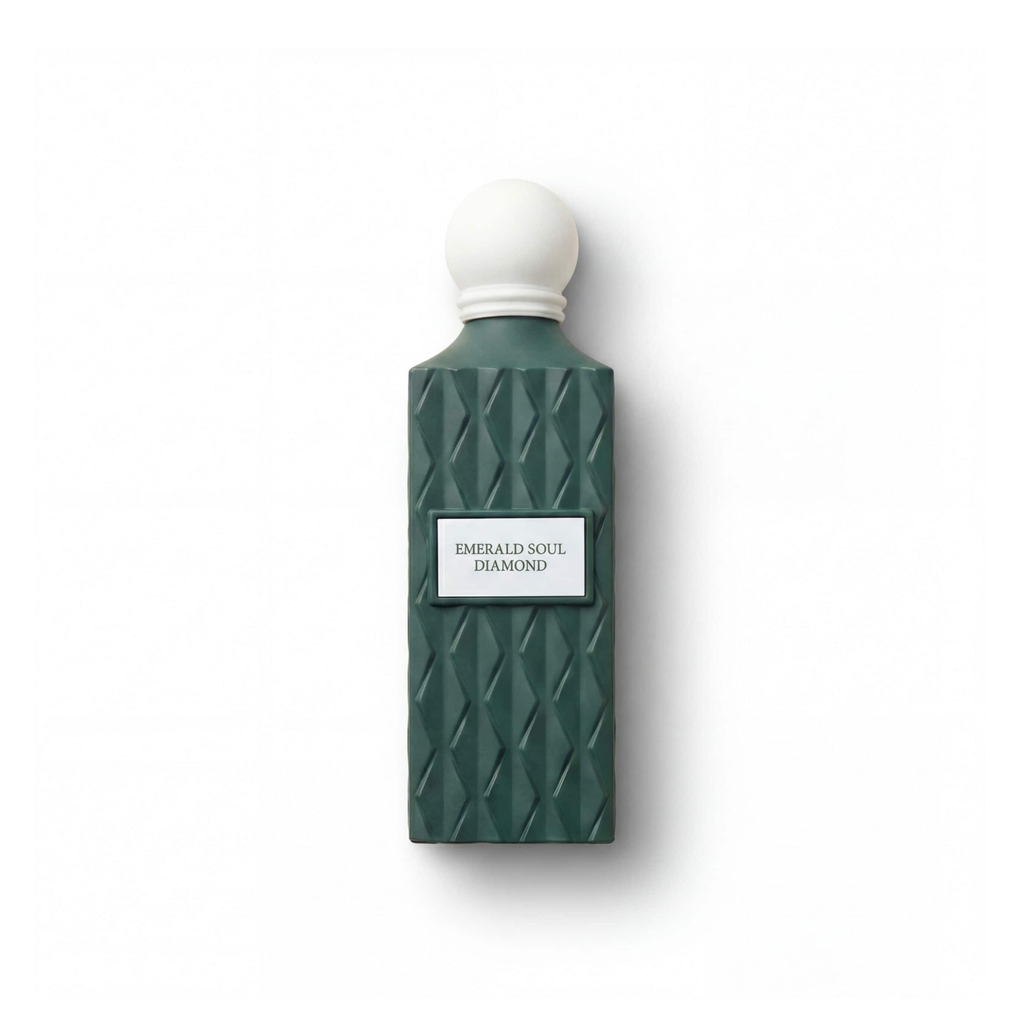 Bottle of Ibraheem Al Qurashi Emerald Soul Diamond EDP fragrance on a white background with soft shadow
