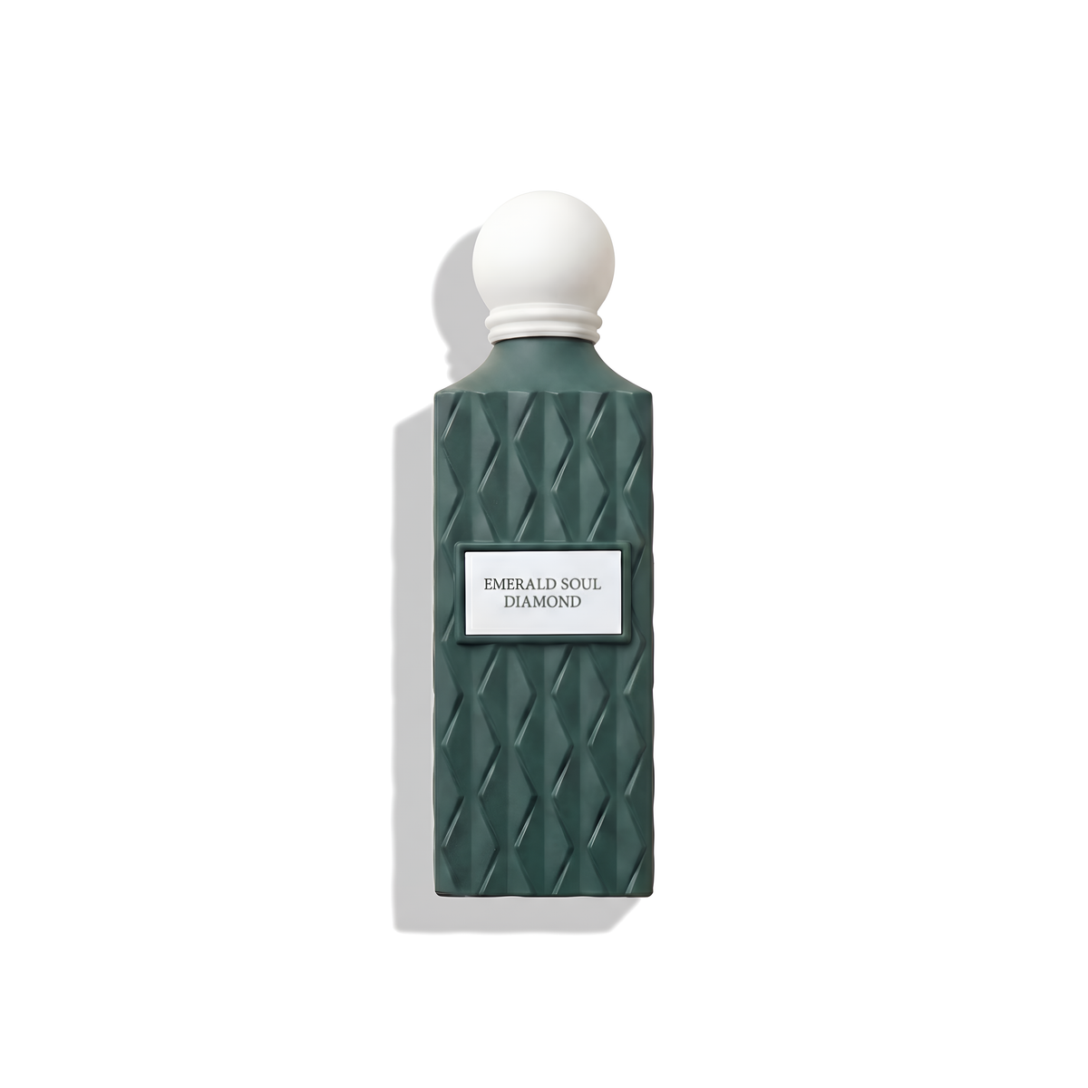 Bottle of Ibraheem Al Qurashi Emerald Soul Diamond EDP fragrance on a white background with soft shadow