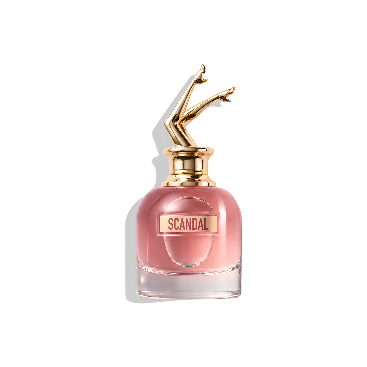 Bottle of JPG Scandal Eau de Parfum fragrance on a white background with soft shadow