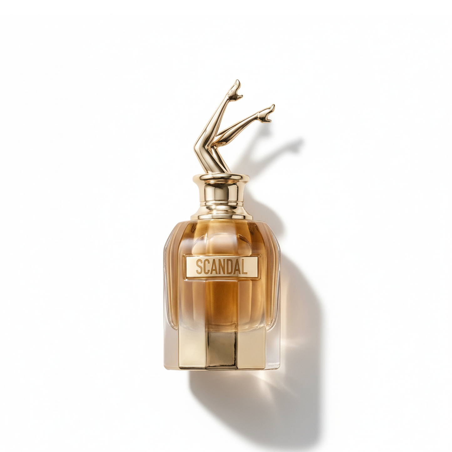Bottle of Jean Paul Gaultier Scandal Absolu Women EDP fragrance on a white background with soft shadow