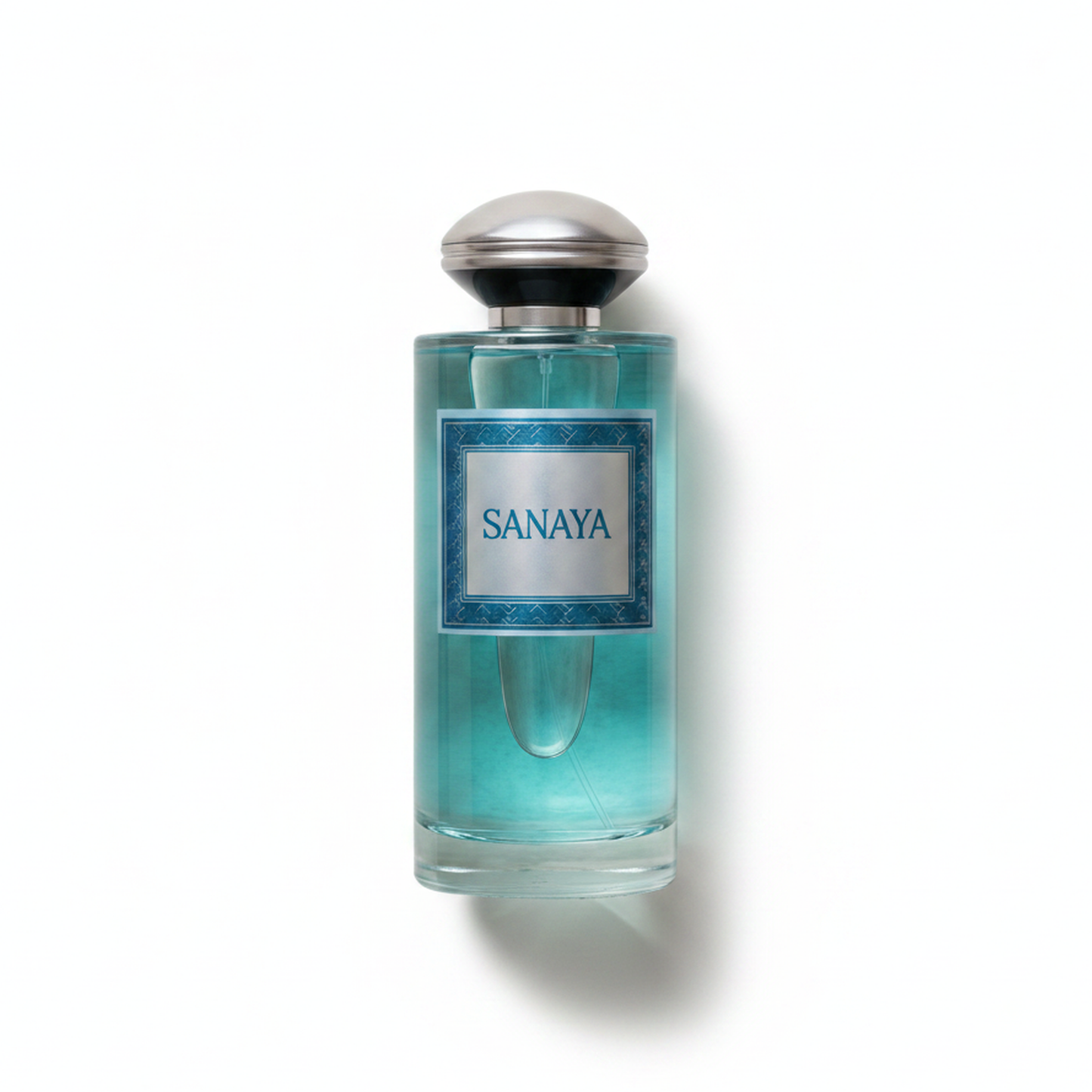 Bottle of Junaid Perfumes Sanaya fragrance on a white background with soft shadow