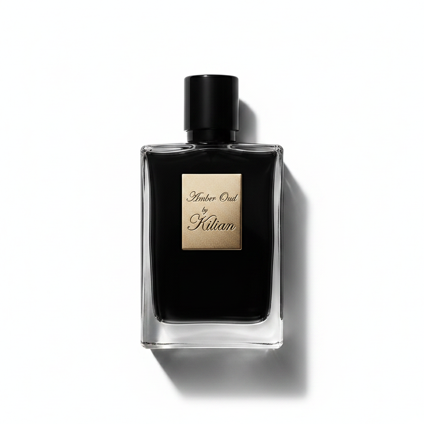 Bottle of Kilian Amber Oud (Batch 2015) EDP fragrance on a white background with soft shadow
