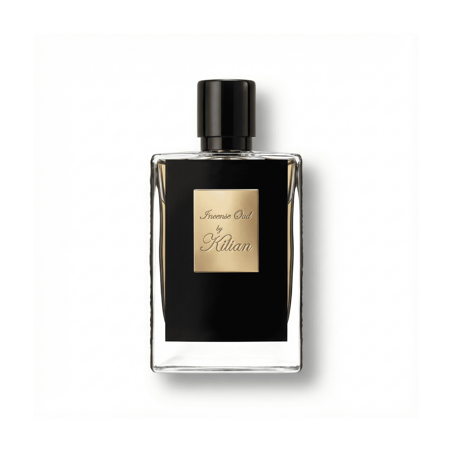 Bottle of Kilian Incense Oud (Batch 2012) EDP fragrance on a white background with soft shadow