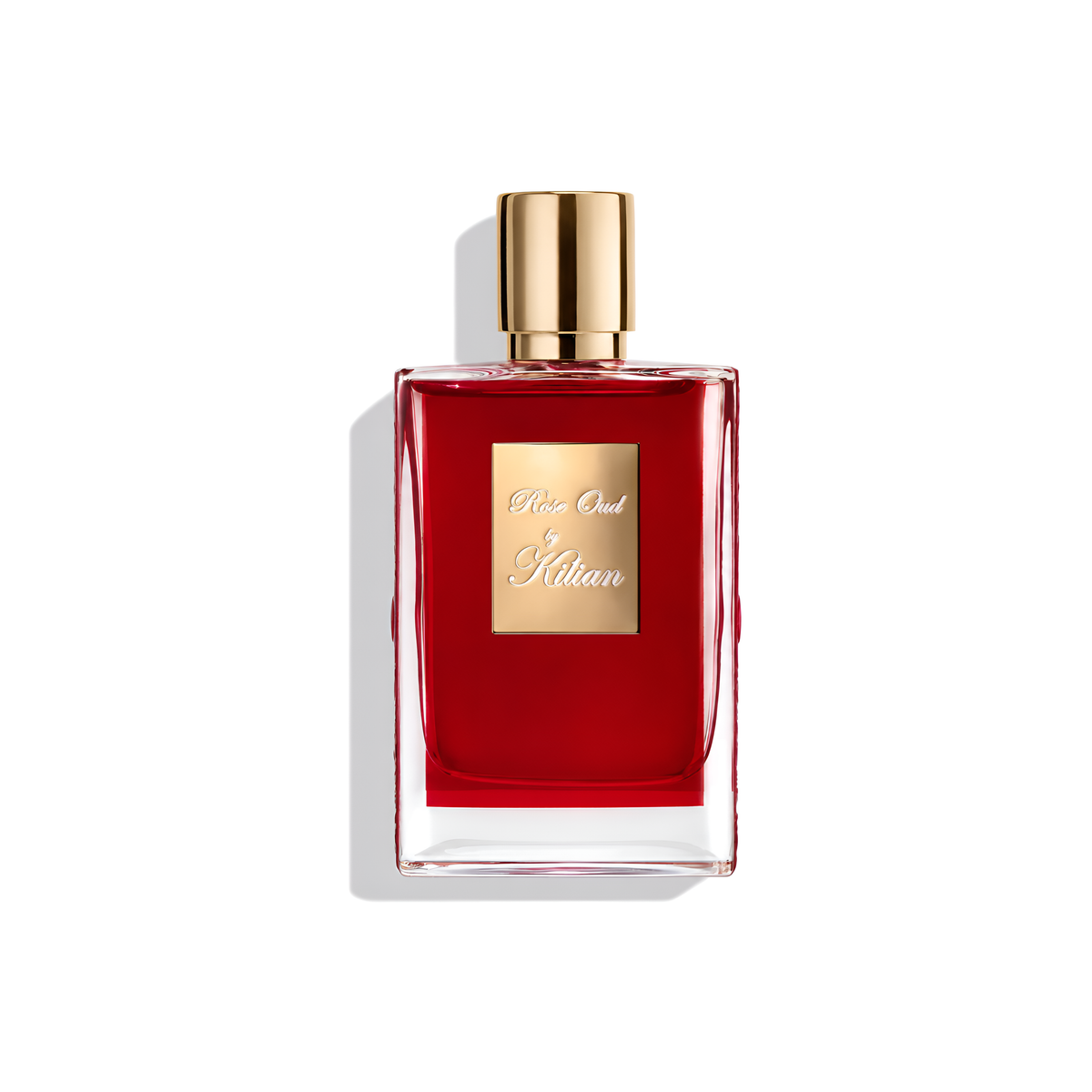 Bottle of Kilian Rose Oud (Batch 2015) EDP fragrance on a white background with soft shadow
