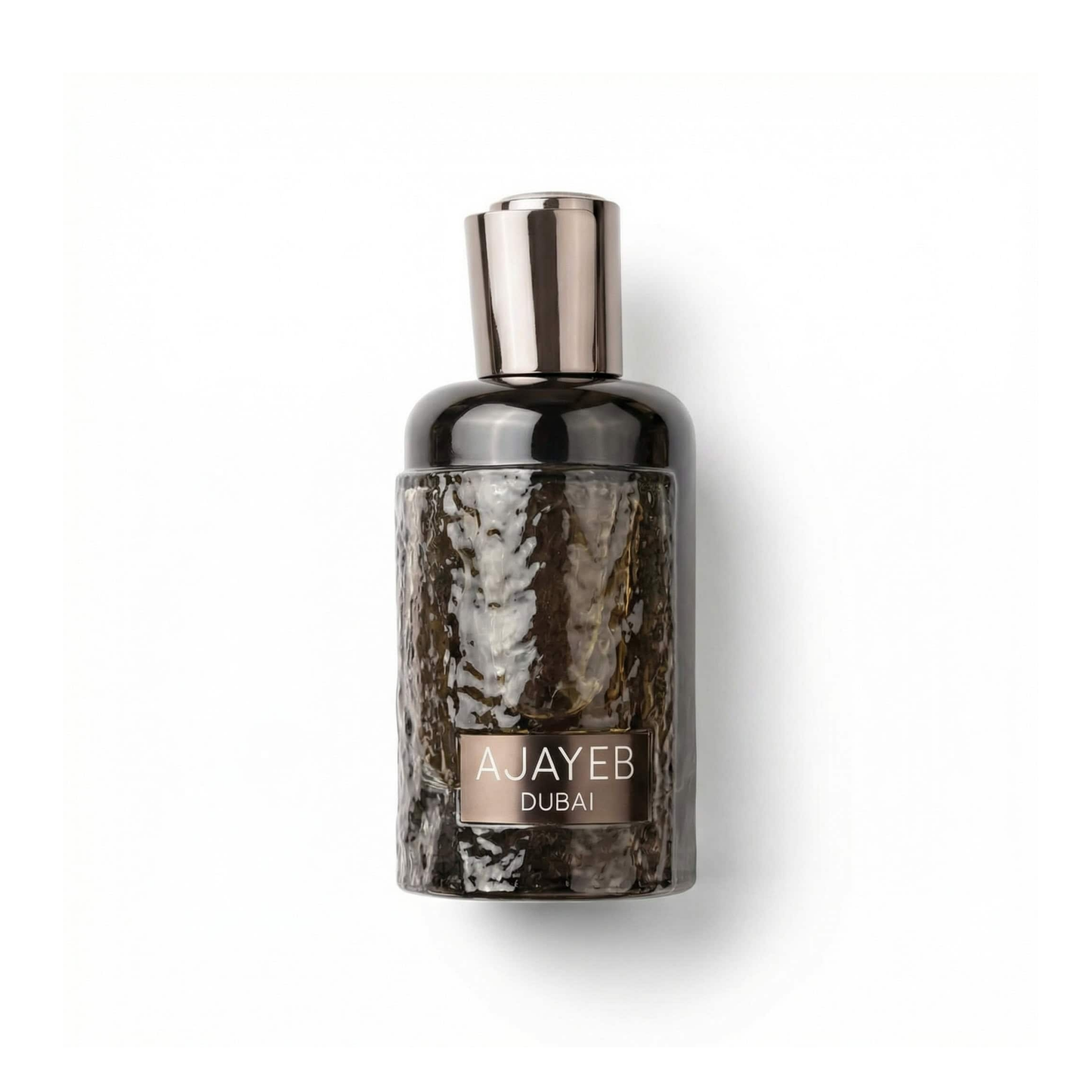Bottle of Lattafa Ajayeb Dubai EDP fragrance on a white background with soft shadow