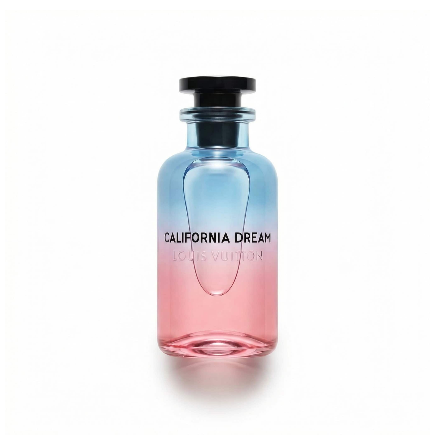 Bottle of Louis Vuitton California Dream EDP fragrance on a white background with soft shadow