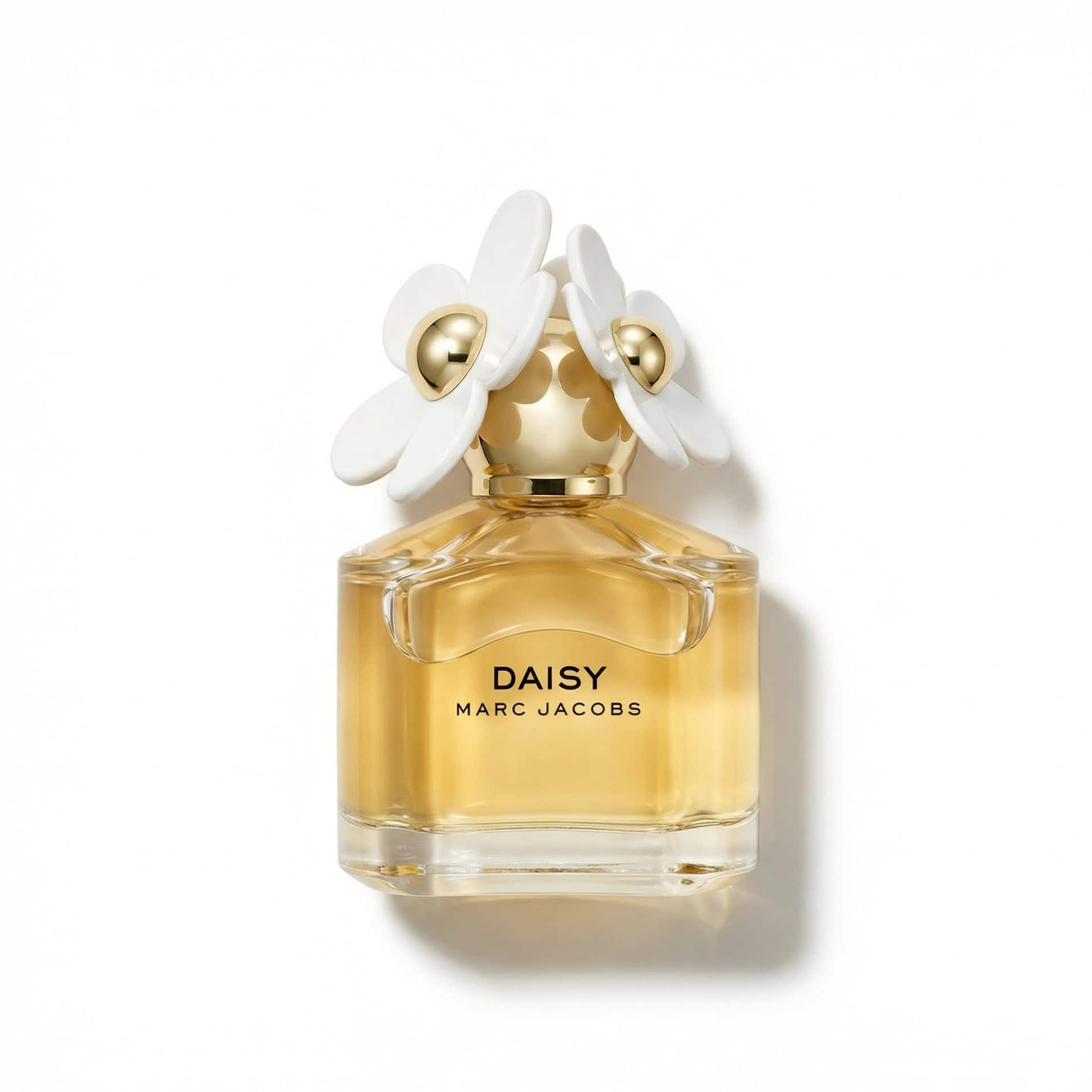 Bottle of Marc Jacobs Daisy EDT fragrance on a white background with soft shadow