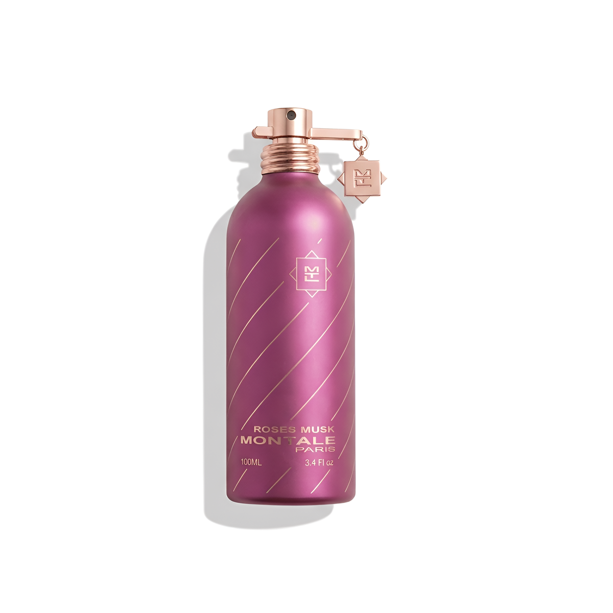 Bottle of Montale Roses Musk EDP fragrance on a white background with soft shadow