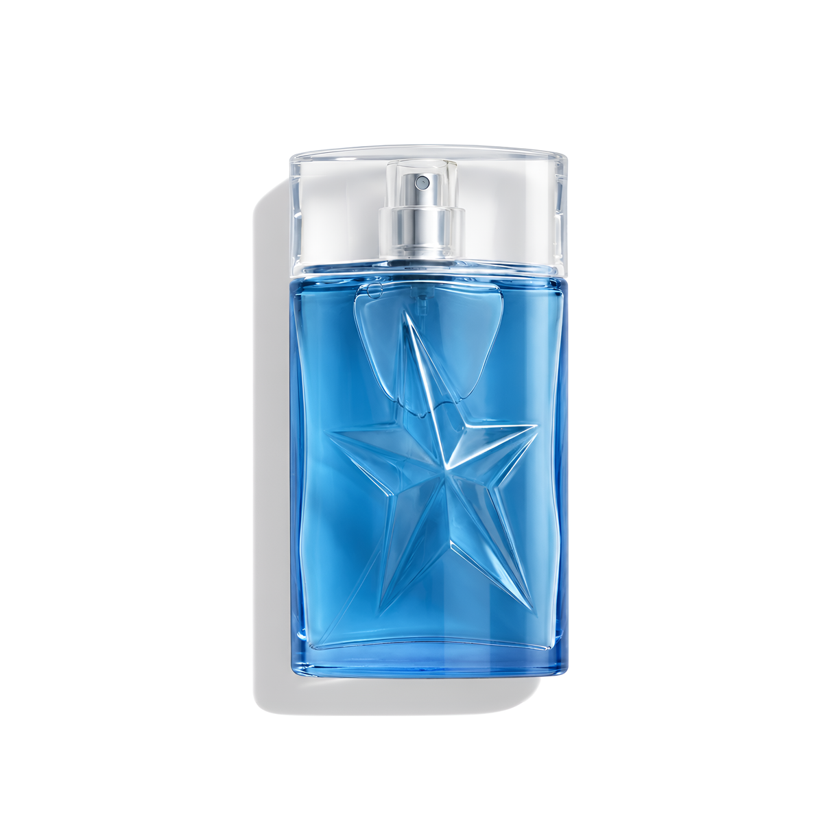 Bottle of Mugler A*Men Sunessence Edition Orage d'Ete EDT fragrance on a white background with soft shadow