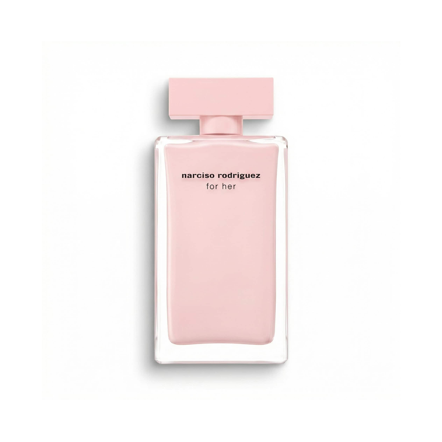 Bottle of Narciso Rodriguez Narciso Rodriguez For Her EDP fragrance on a white background with soft shadow
