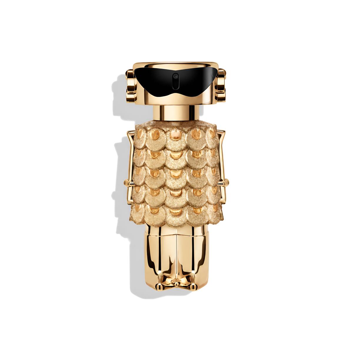 Bottle of Paco Rabanne Fame Intense EDP fragrance on a white background with soft shadow