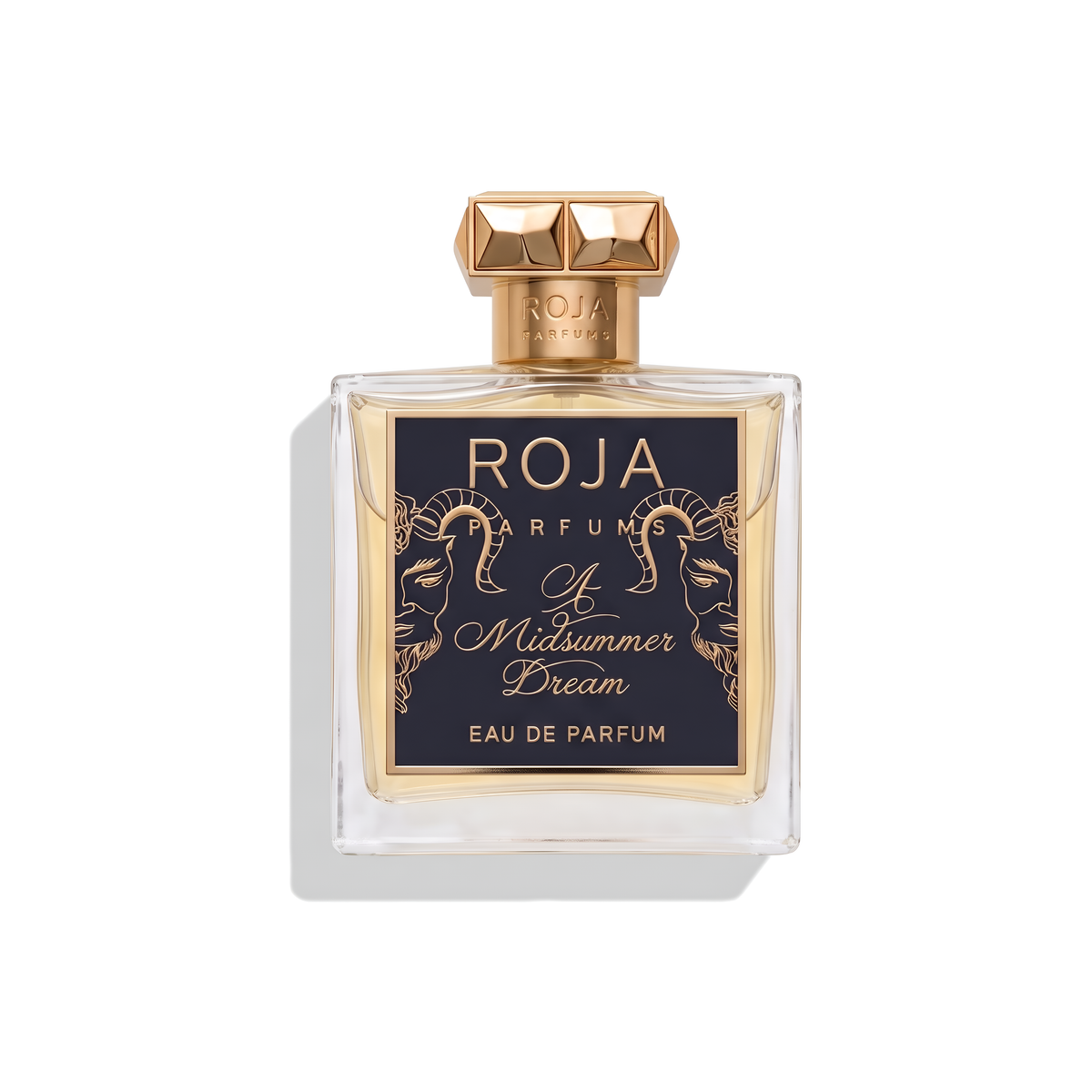 Bottle of Roja Parfums A Midsummer Dream EDP fragrance on a white background with soft shadow