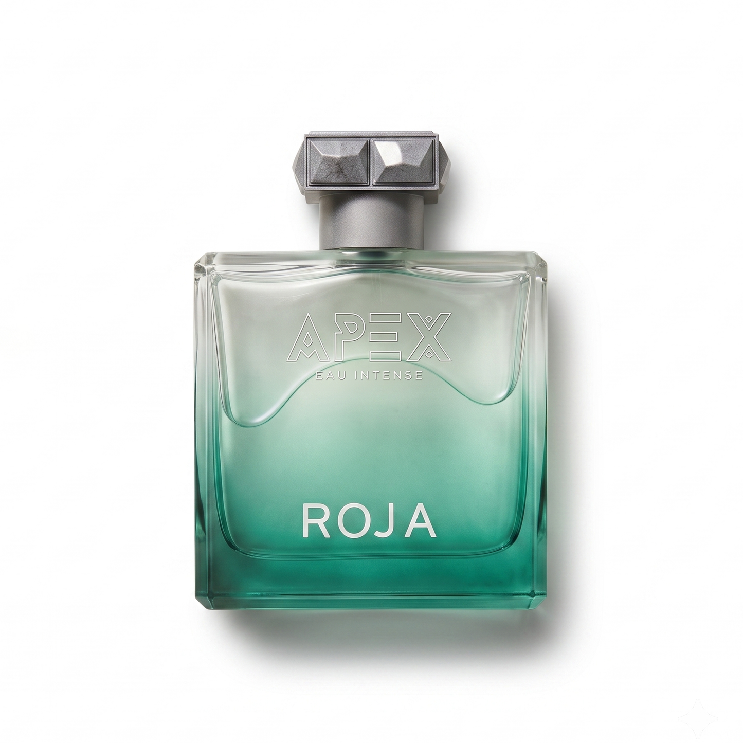 Bottle of Roja Parfums Apex Eau Intense EDP fragrance on a white background with soft shadow