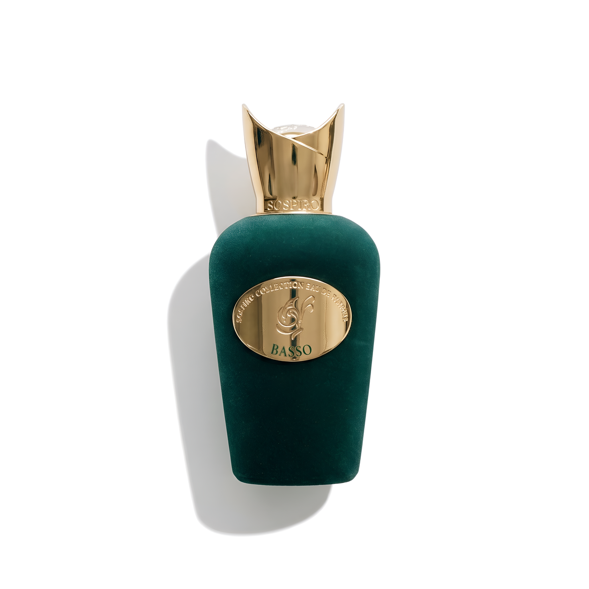 Bottle of Sospiro Basso EDP fragrance on a white background with soft shadow