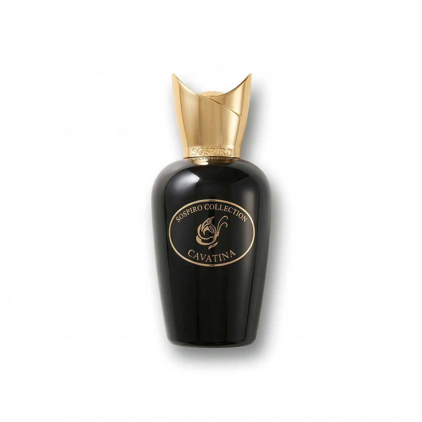 Bottle of Sospiro Cavatina EDP fragrance on a white background with soft shadow
