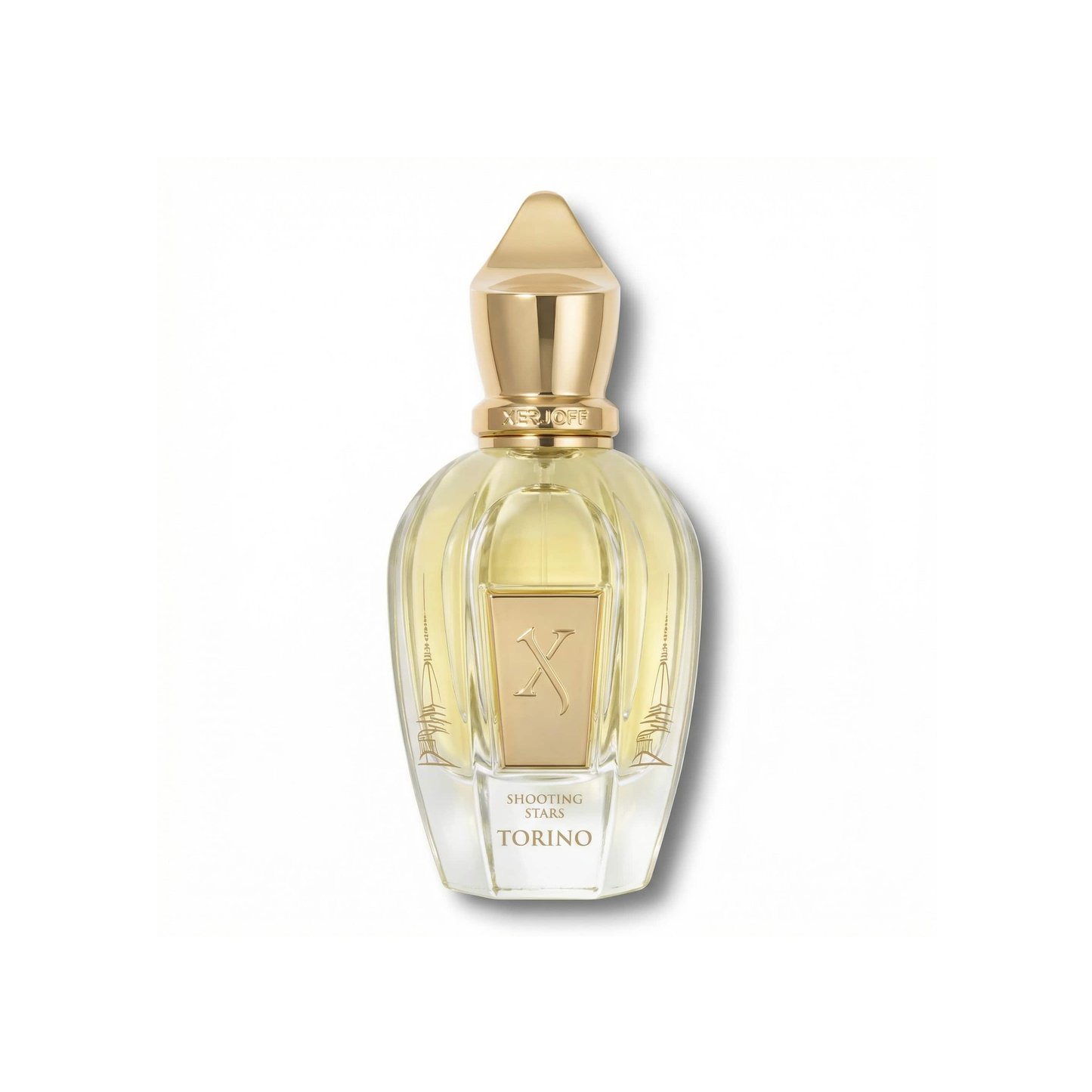 Bottle of Xerjoff Torino EDP fragrance on a white background with soft shadow