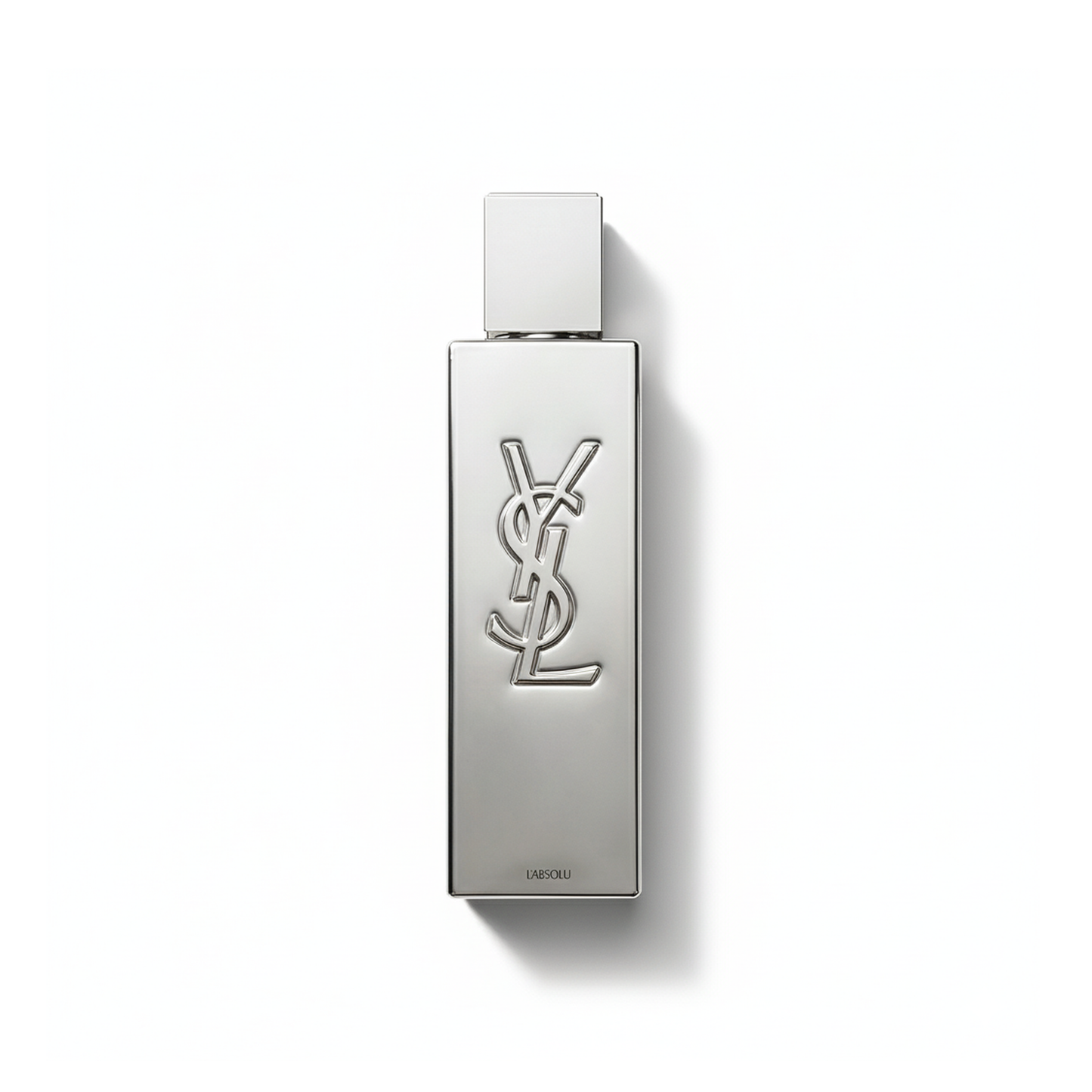 Bottle of Yves Saint Laurent MYSLF L'Absolu EDP fragrance on a white background with soft shadow