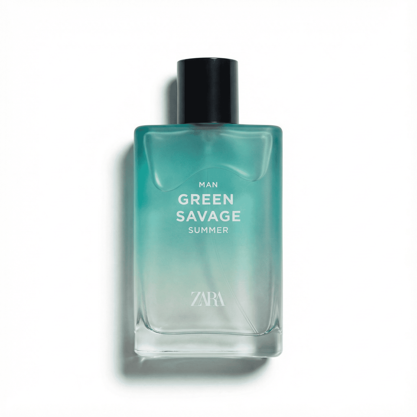 Fresh green men's summer scent in Zara Green Savage perfume bottle.