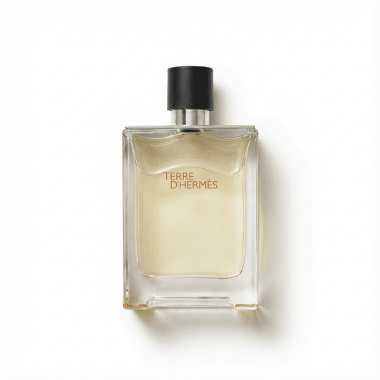 Luxurious Terre d'Hermès perfume bottle with elegant design and fresh scent for men and women.