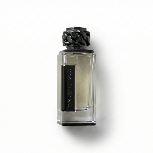 Bottle of Afnan Lynked Freedom EDP fragrance on a white background with soft shadow