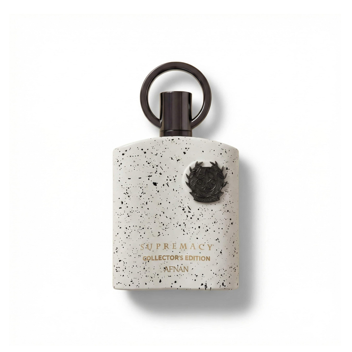 Bottle of Afnan Supremacy Collectors Edition EDP fragrance on a white background with soft shadow