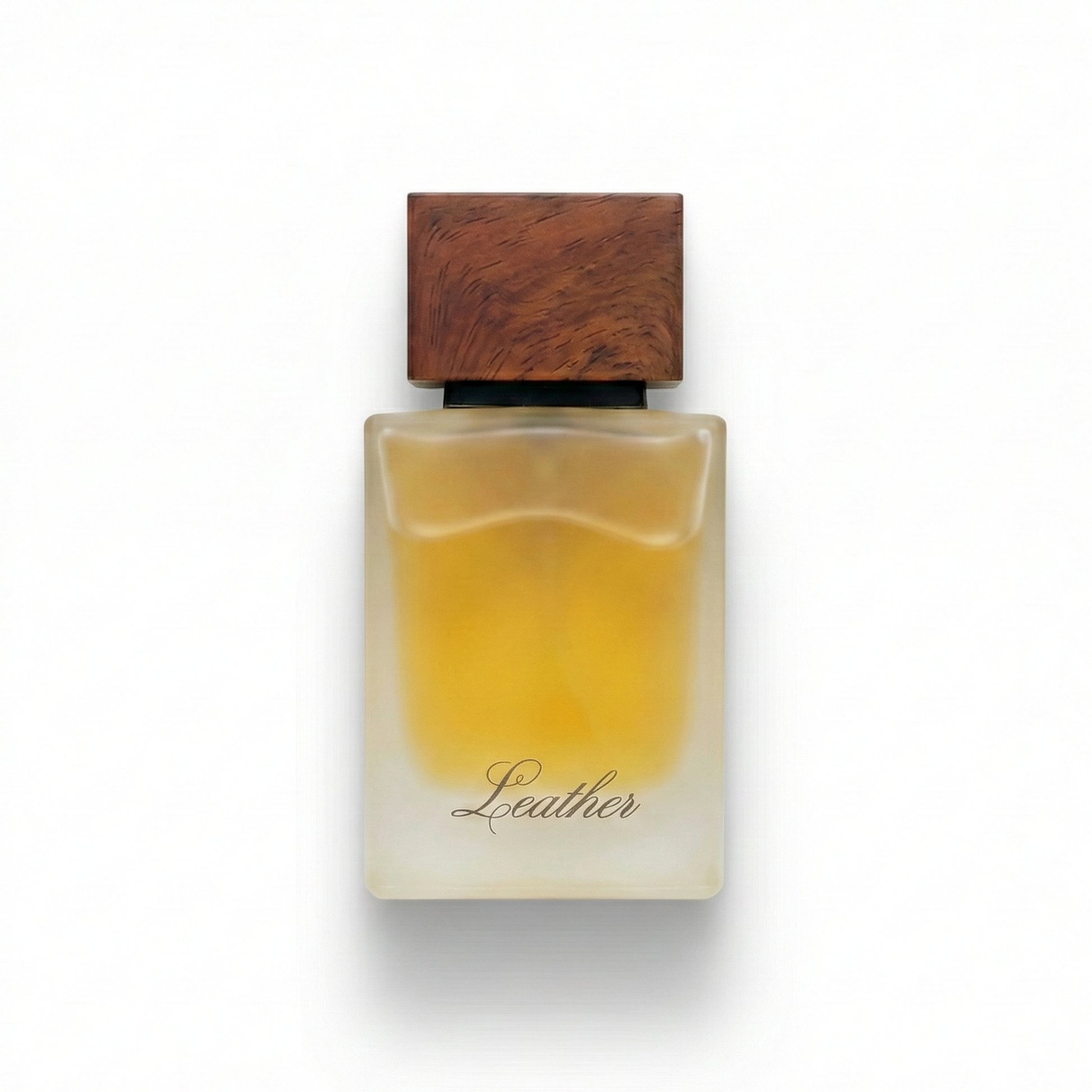 Bottle of Ahmed AL Maghribi Leather EDP fragrance on a white background with soft shadow