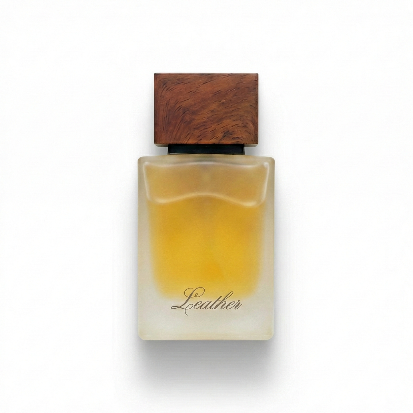 Bottle of Ahmed AL Maghribi Leather EDP fragrance on a white background with soft shadow