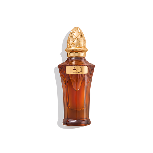 Bottle of Ahmed Al Maghribi Aayah EDP fragrance on a white background with soft shadow