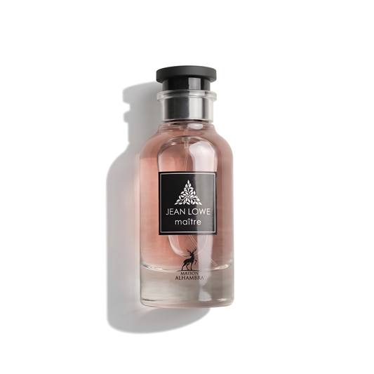 Bottle of Alhambra Jean Lowe Matière EDP fragrance on a white background with soft shadow