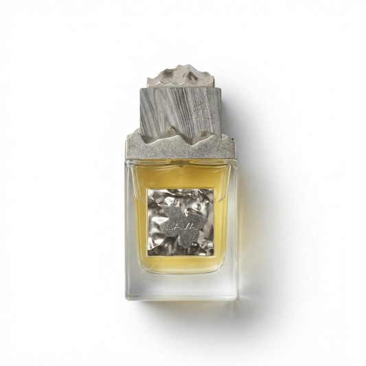Bottle of Alhambra Lava EDP fragrance on a white background with soft shadow